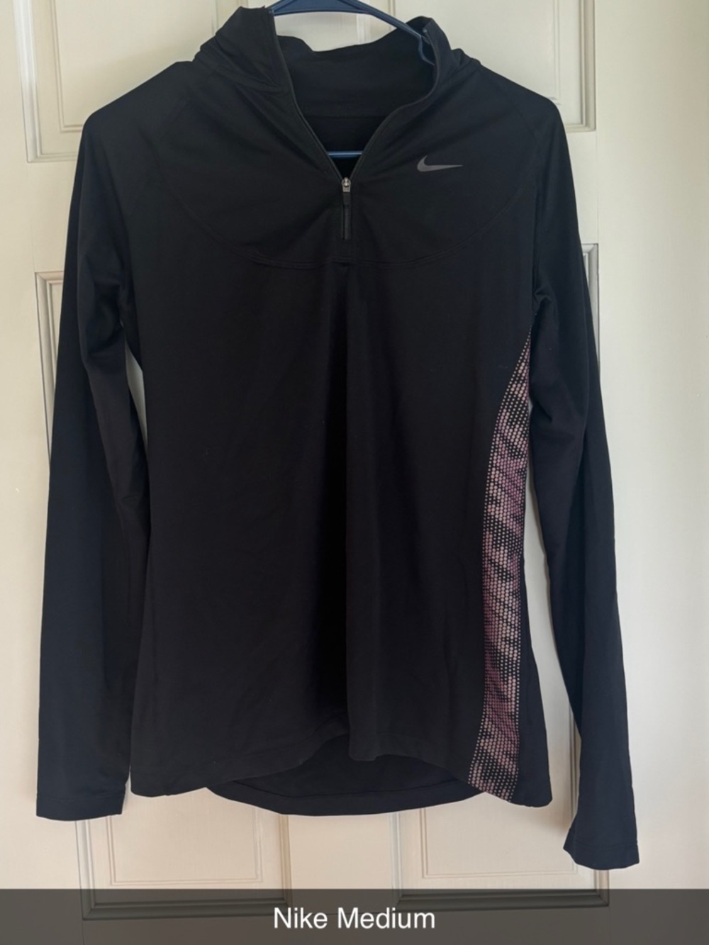 Nike Black Half-Zip Hoodie with Pink Side Panel